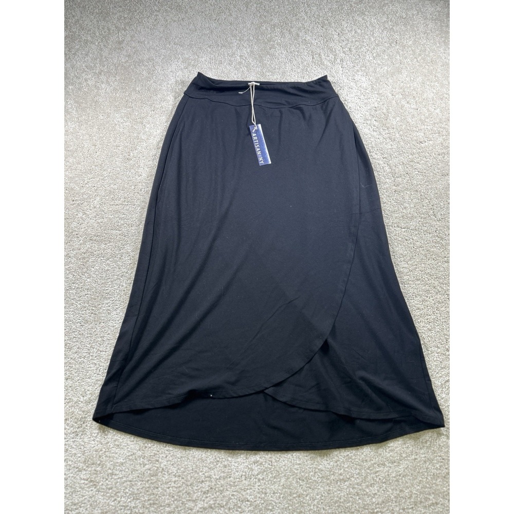 Artisan NY Womens Size Xs Black Faux Wrap Skirt Corporate Goth New